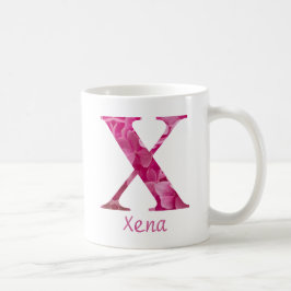Taza De Café Nombre personalizado Letra rosa floral alfabeta "X