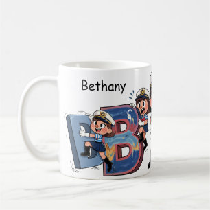 Taza De Café Nombre Personalizado Marinero Personaje de Dibujos