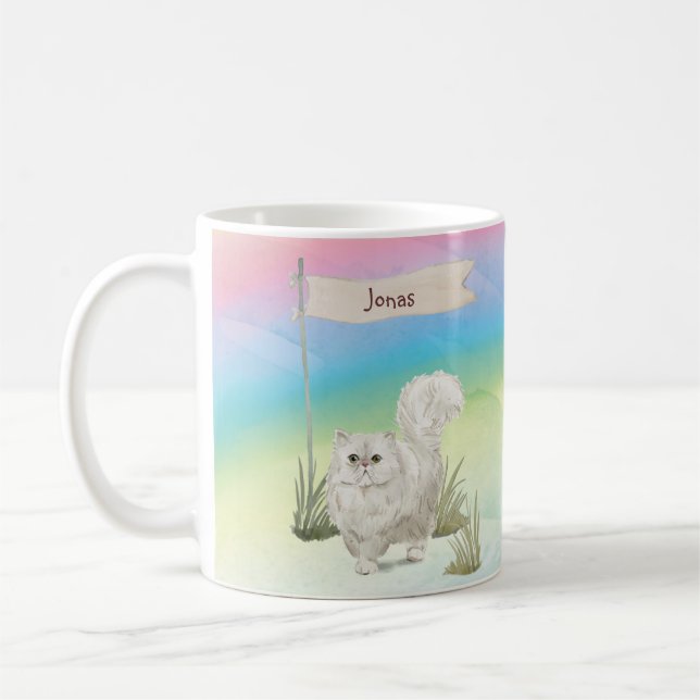 Taza De Café Nombre personalizado Mascota de gato persa (Izquierda)