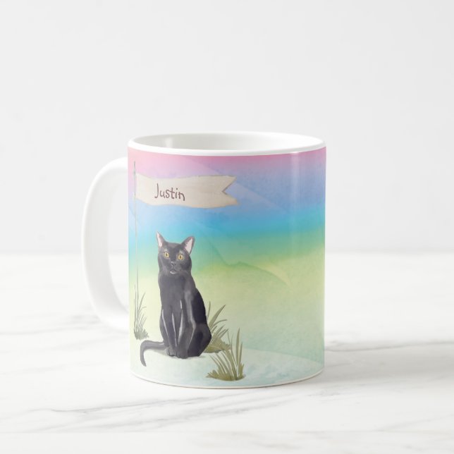 Taza De Café Nombre personalizado Mascota de gatos de Bombay (Anverso izquierdo)