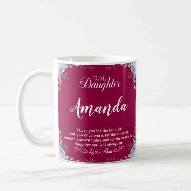 Taza De Café Nombre personalizado Mensaje de Fuchsia para la hi (Izquierda)