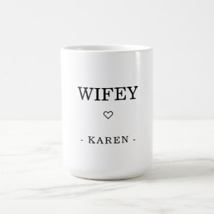 Taza De Café Nombre personalizado Minimalista moderno "WIFEY"