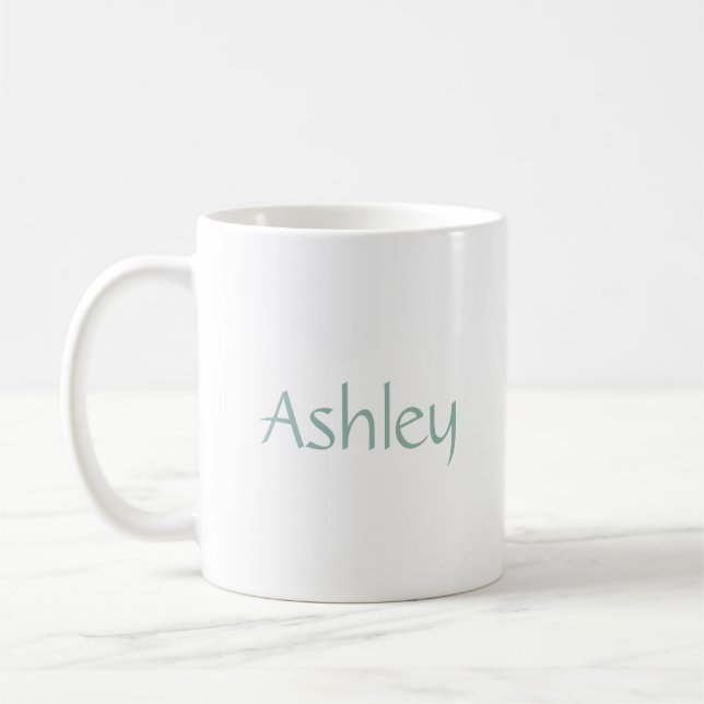 Taza De Café Nombre personalizado moderno azul claro y blanco (Izquierda)