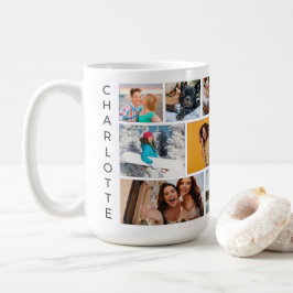 Taza De Café Nombre personalizado moderno de varios Collages de