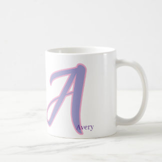 Taza De Café Nombre personalizado moderno rosa y púrpura monogr