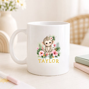 Taza De Café Nombre personalizado mono bebé safari jungla