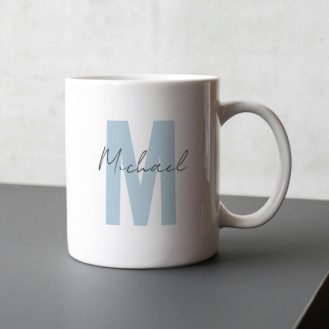 Taza De Café Nombre personalizado Monograma azul inicial Guay (Subido por el creador)