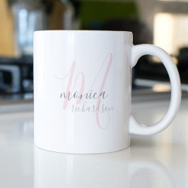 Taza De Café nombre personalizado. Monograma blanco