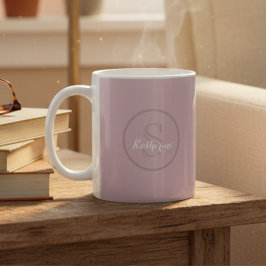 Taza De Café Nombre Personalizado Monograma Rosa Polvo