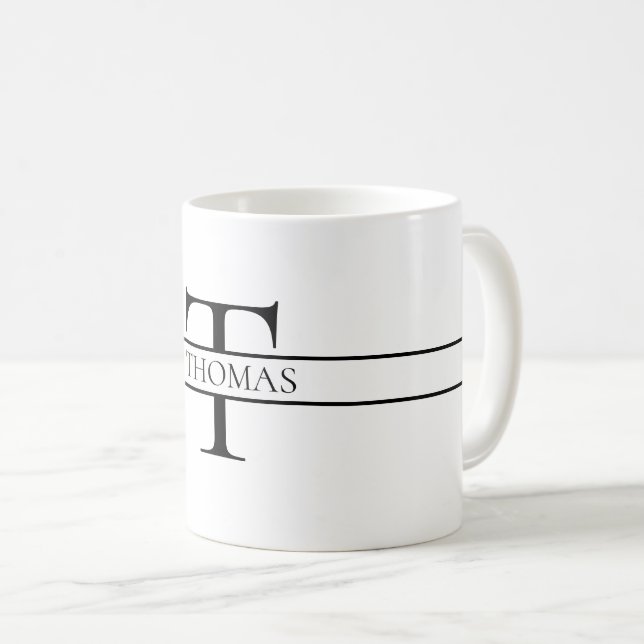 Taza De Café Nombre personalizado monogramado elegante (Anverso derecho)