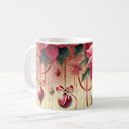 Taza De Café Nombre personalizado Navidades de Poinsettia sensa
