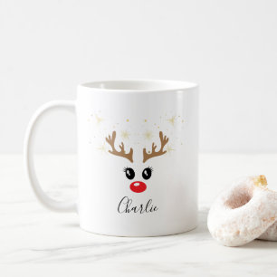 Taza De Café Nombre personalizado Navidades de renos Mug