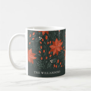 Taza De Café Nombre personalizado Navidades Red Green Berries P