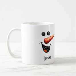 Taza De Café Nombre personalizado Negrita Riendo Cara de Snowma