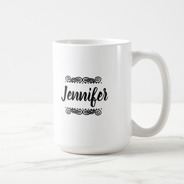 Taza De Café Nombre Personalizado Negro Y Blanco (Derecha)
