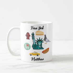 Taza De Café Nombre personalizado Nueva York Cheesecake Pigeon 
