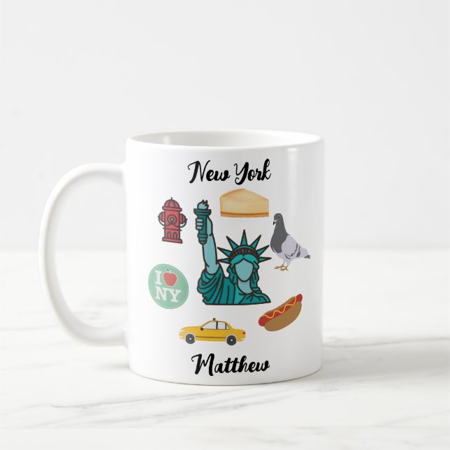 Taza De Café Nombre personalizado Nueva York Cheesecake Pigeon  (Izquierda)