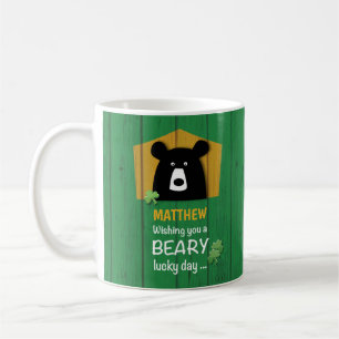 Taza De Café Nombre personalizado, oso y rocas en el Día de San