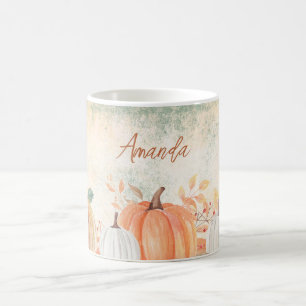Taza De Café Nombre Personalizado Otoño Rústico