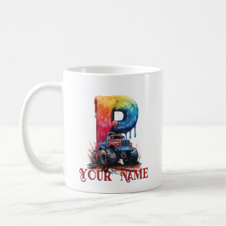 Taza De Café Nombre Personalizado 'P' Barro Splatter Monstrous