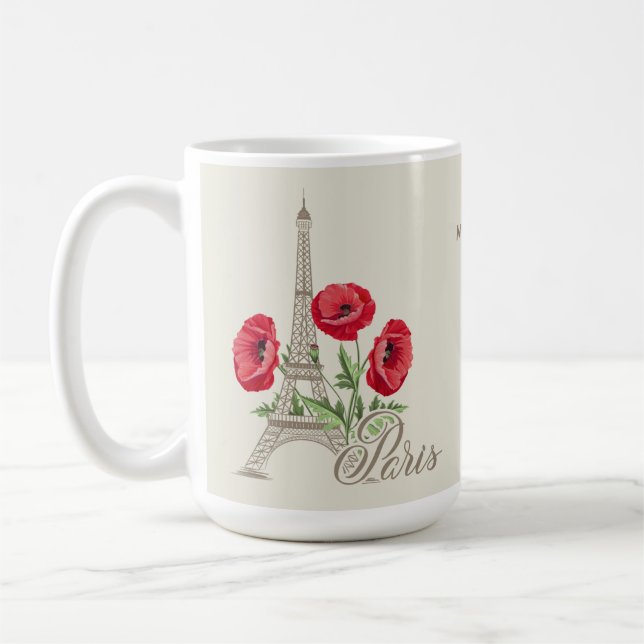 Taza De Café Nombre personalizado Paris Francia mugs (Izquierda)