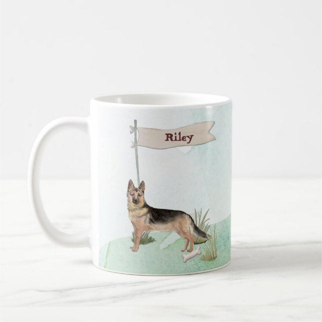 Taza De Café Nombre personalizado Pastor Mascota alemán Perro (Izquierda)
