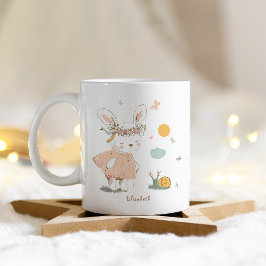 Taza De Café Nombre personalizado Patrón de conejo de bebé de P