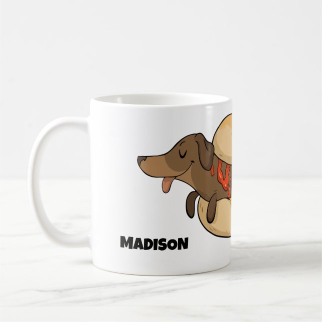Taza De Café Nombre personalizado Perro caliente (Izquierda)