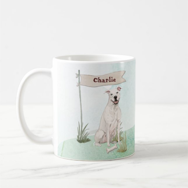 Taza De Café Nombre personalizado Perro Mascota americano Staff (Izquierda)