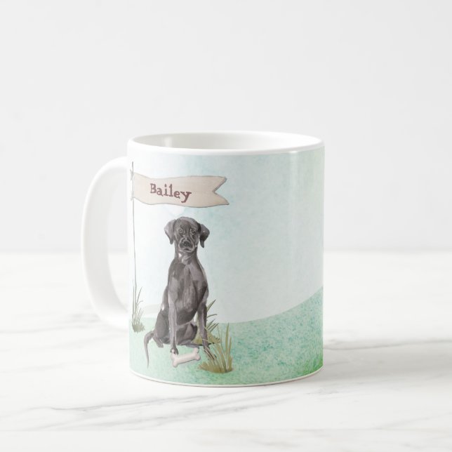 Taza De Café Nombre personalizado perro Mascota de Black Lab (Anverso izquierdo)