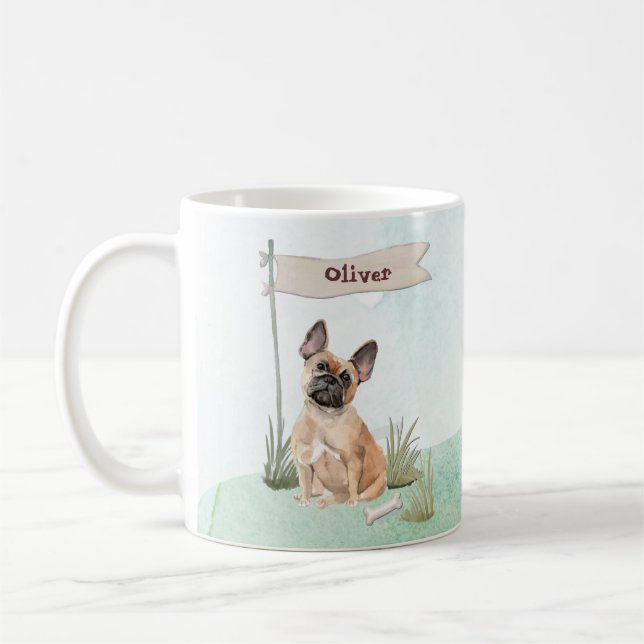 Taza De Café Nombre personalizado Perro Mascota de Bulldog fran (Izquierda)