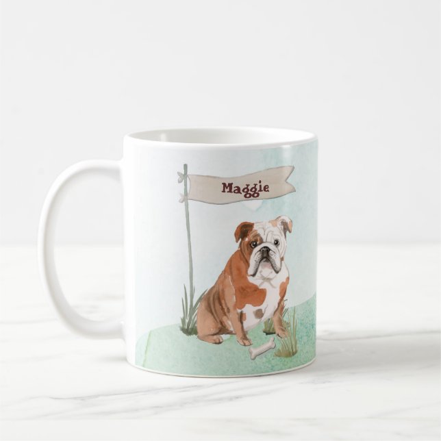 Taza De Café Nombre personalizado Perro Mascota de Bulldog ingl (Izquierda)