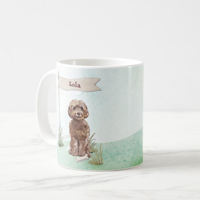 Taza De Café Nombre personalizado Perro Mascota de Cockapoo mar (Anverso izquierdo)