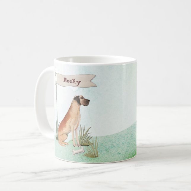 Taza De Café Nombre personalizado Perro Mascota grande danés (Anverso izquierdo)