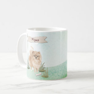 Taza De Café Nombre personalizado Perro Mascota pommerano