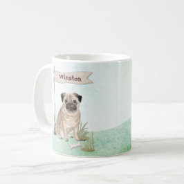 Taza De Café Nombre personalizado Perro Mascota Pug