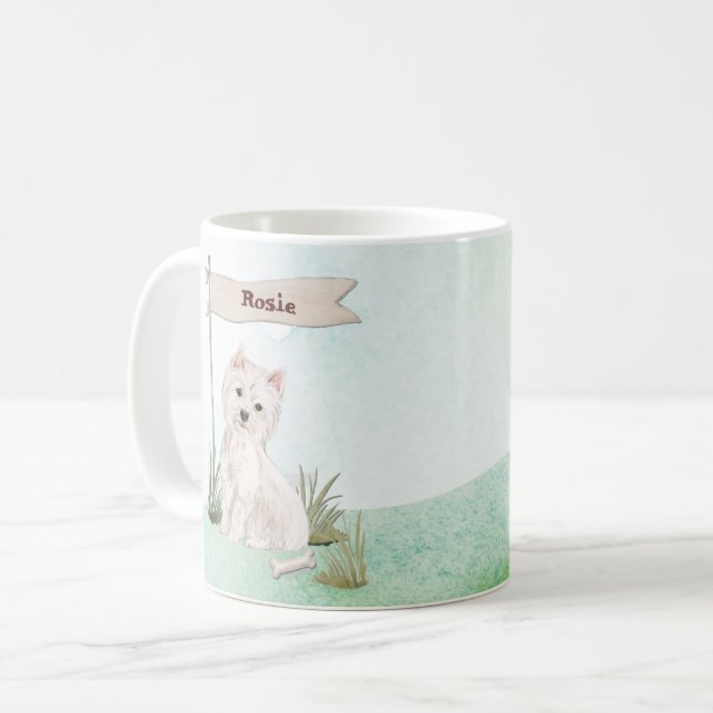 Taza De Café Nombre personalizado Perro Mascota Westie (Anverso izquierdo)