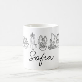 Taza De Café Nombre personalizado personalizado Cactus Succulen