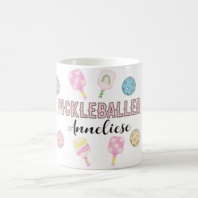 Taza De Café Nombre personalizado Pickleballer remo de bola de  (Centro)