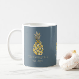 Taza De Café Nombre personalizado Pineapple Rustic Blue