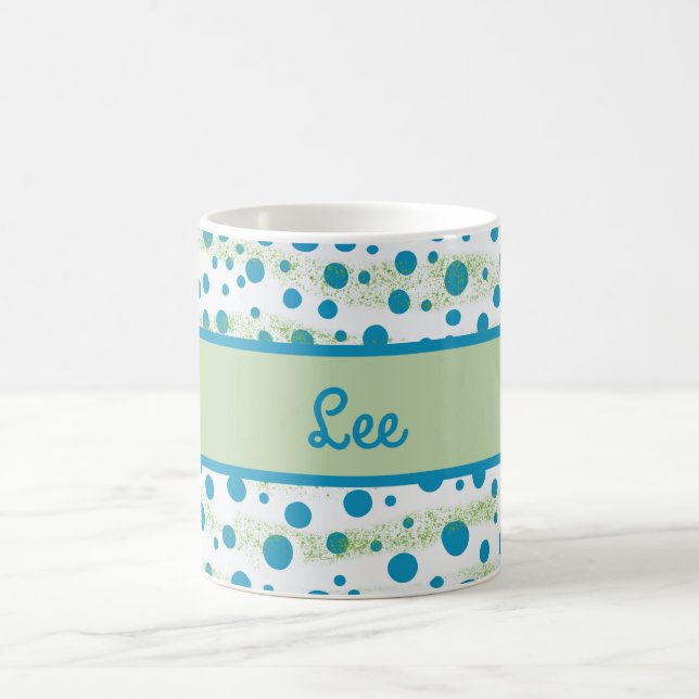 Taza De Café Nombre personalizado por el azul marino y verde (Centro)