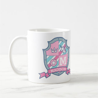 Taza De Café Nombre personalizado princesa escudo azul rosa Mad
