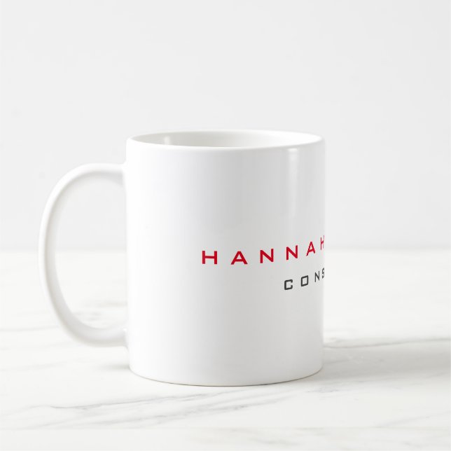 Taza De Café Nombre personalizado Profesional Gris Rojo Blanco  (Izquierda)
