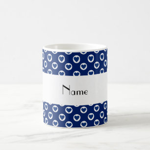 Taza De Café Nombre personalizado: puntos de polka azul
