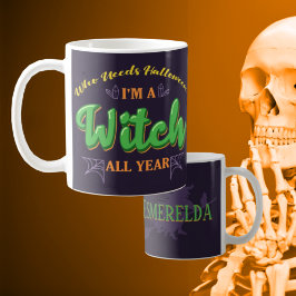 Taza De Café Nombre personalizado: quién necesita Halloween, br