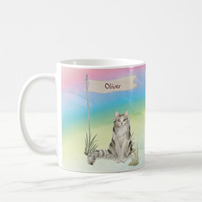 Taza De Café Nombre personalizado Ragamuffin Cat Mascota (Izquierda)