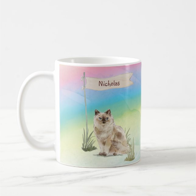 Taza De Café Nombre personalizado Ragdoll Cat Mascota (Izquierda)
