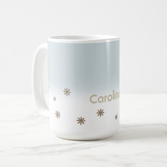 Taza De Café Nombre personalizado regalo de Navidades de copos  (Anverso izquierdo)