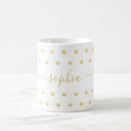Taza De Café Nombre personalizado Relieve metalizado dorado fal