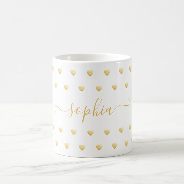 Taza De Café Nombre personalizado Relieve metalizado dorado fal (Centro)